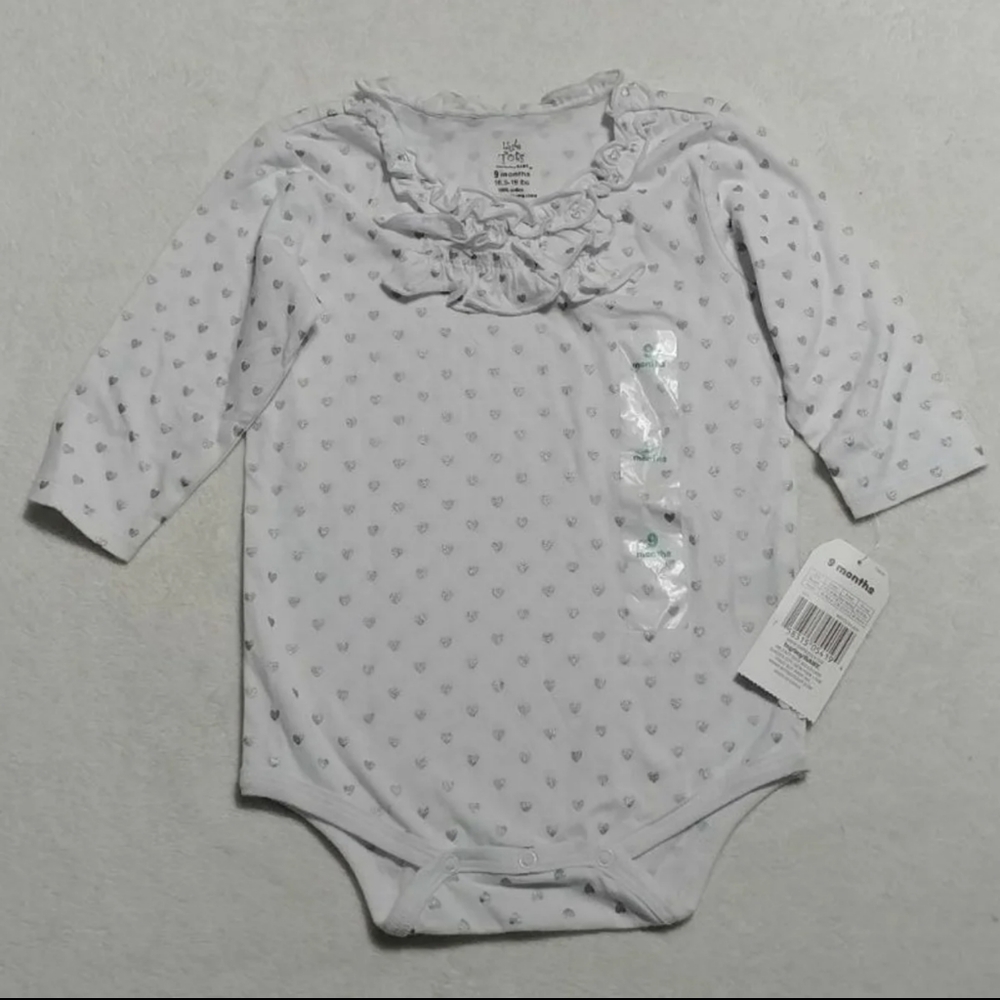 NEW! Valentine glitter heart onesie 9m ruffle long